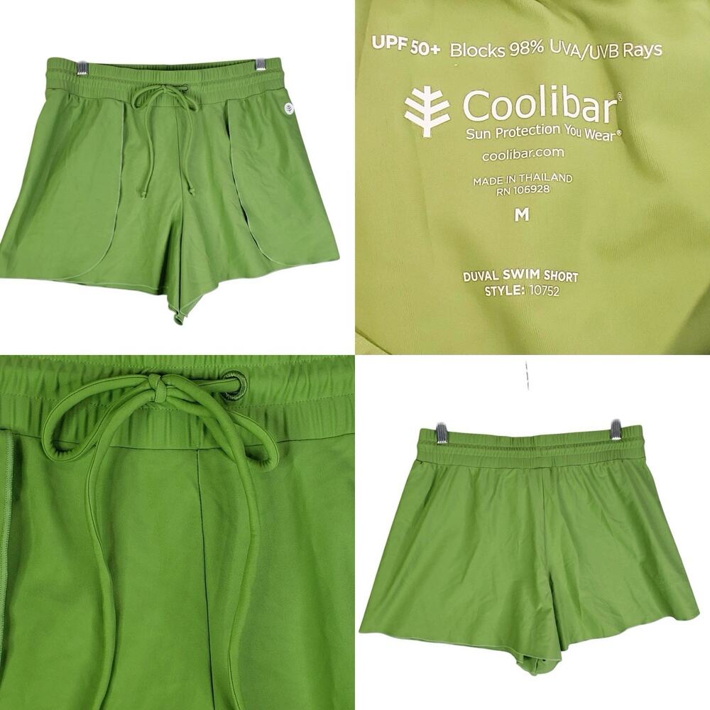 Coolibar Swim Shorts Womens Medium UPF 50+ Sun Protection Bottoms Lime Green